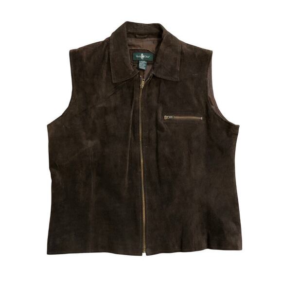 Hunt Club Mens Suede Vest Sz XL Tall Chocolate Brown Outdoor Classic - Picture 1 of 5